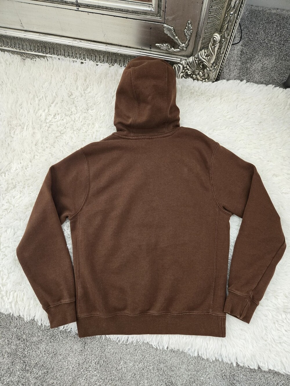 Nike Club Fleece Hoodie Swoosh Embroidered Logo. Brown. Size Small. - Picture 3 of 8